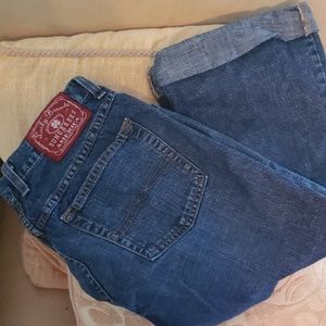 LUCKY BRAND Button Fly  Down Capri Blue Jeans Size 6/28 Red Label